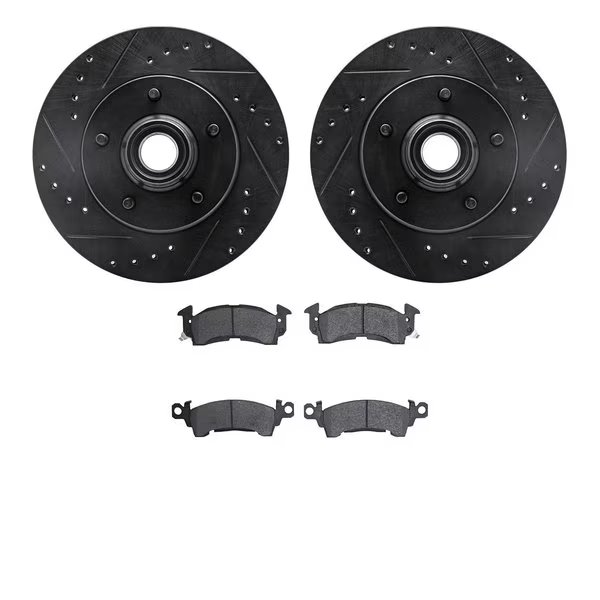 8302-47002, Rotors-Drilled and Slotted-Black with 3000 Series Ceramic Brake Pads, Zinc Coated, Dynamic Friction Co, Mfr#: 8302-47002
